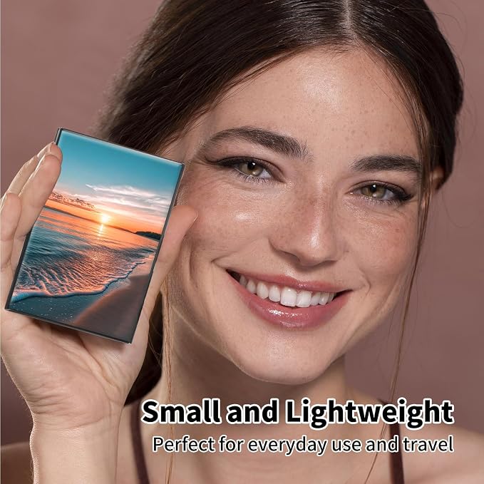 Metal Wallet,Credit Card Holder for Women Men,RFID Blocking Card Holder Wallet Mini Slim Aluminum Wallet ID Case Hard Card Case Business Card Holder Case,Sunsut Sea Beach