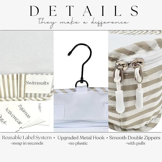 Packing Cubes Set – Cute Packing Cubes for Travel, Luggage Organizer Bags for Suitcase, For Kids & Family, Floral, Neutral & Aesthetic Travel Organizer Set -Stripe
