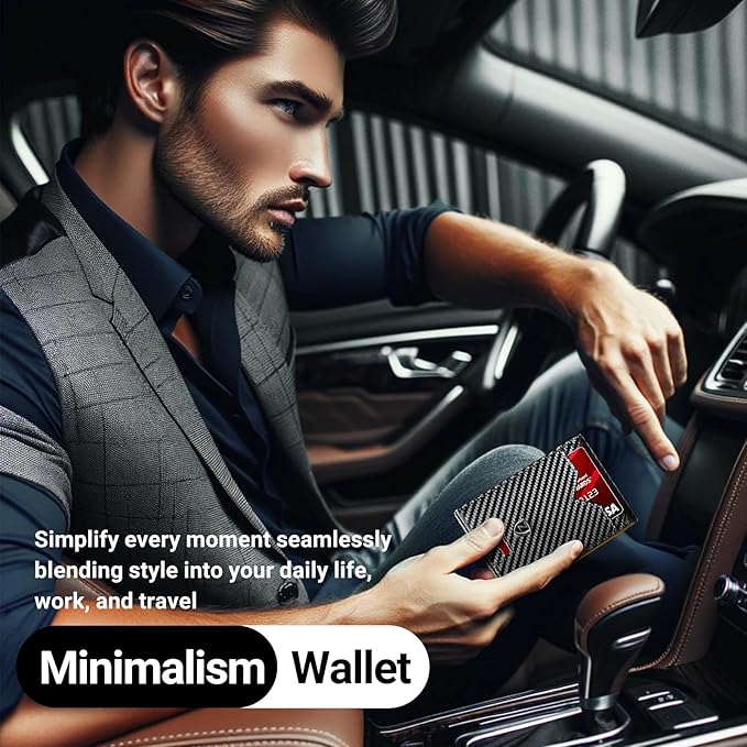 Zitahli Slim Wallet for Men with Money Clip, Minimalist Front Pocket RFID Blocking Leather Wallets Bifold Credit Card Holder, 11 Card Slots and ID Window with Gift Box