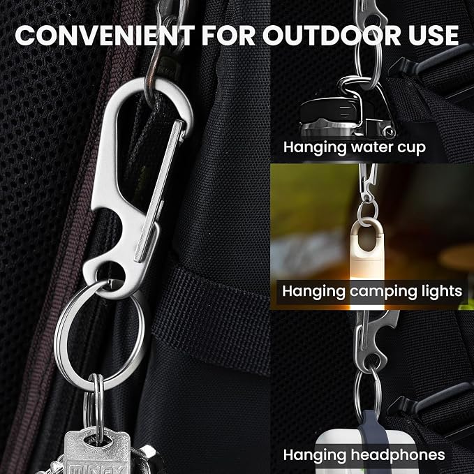 Prometheism Stainless Steel Keychain, Keyring Clip Holder Organizer for Home and Car,Carabiner Keys Finder