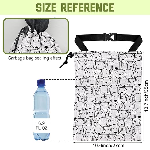 Car Trash Bag Abstract Dog Hanging Drawstring Car Organizer and Storage Bag with Adjustable Buckle Canvas Garbage Bin for Back Seat or Hanging Headrest Car Decor Road Trip Essentials