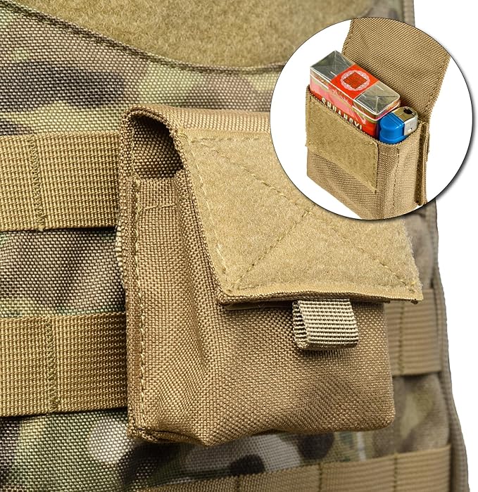 TRIWONDER Tactical Cigarette Pouch Molle Small Military Bag Battery Cigarette Case EDC Utility Card Holder Lighter Slot Mini Cigar Waist Pack