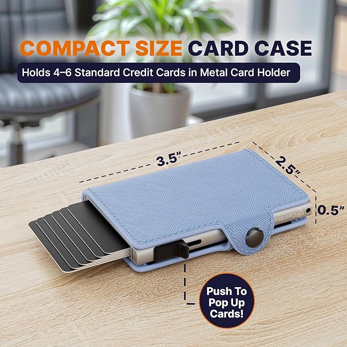 Conceal Plus Small RFID Pop Up Wallet for Women – Slim Minimalist Credit Card Holder (4-6 Card Capacity) – Compact Aluminum Metal Case with RFID Blocking Security Travel Wallet