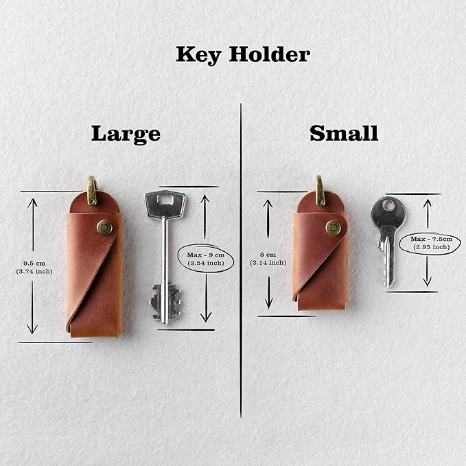 Crazy Horse Craft, Leather Key Holder, Keychain, Minimalist Keyring, Fob, EDC Organizer Cover Sleeve Finder Bag Tag Case