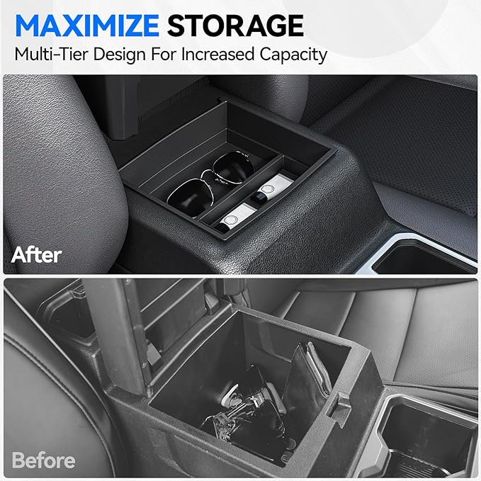 ELECFRESH 6PCS Center Console Organizer Tray for 2026 2025 2024 Toyota Tacoma Accessories, Armrest Hidden Storage Box, Rear and Console Cup Holder Glove and Armrest Storage Box with Insert Divider