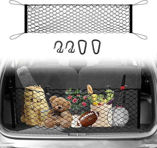 Canvcle Trunk Cargo Net for 2014-2025 2026 Kia Sorento Accessories Envelope Style Mesh Trunk Net Organizer and Storage Stretchable Adjustable Elastic Nylon Rear Cargo Netting with Hooks
