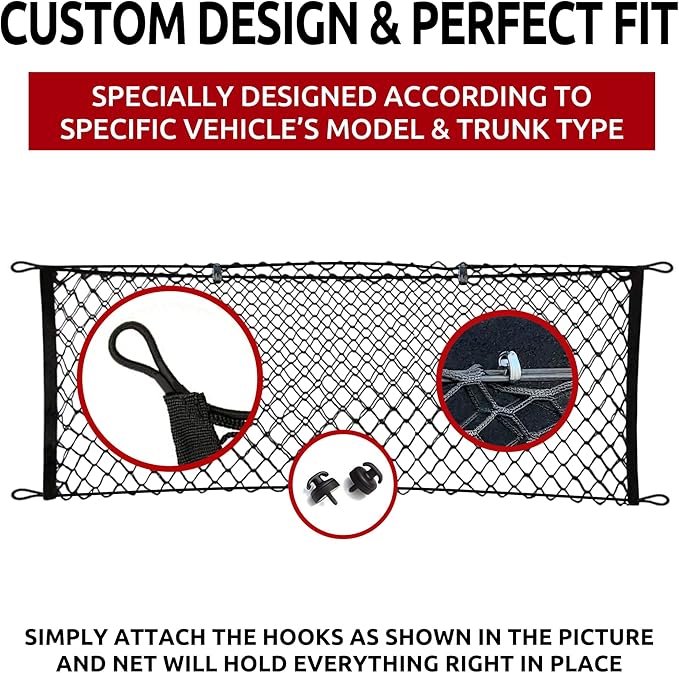 Envelope Style Automotive Elastic Trunk Cargo Net for Honda Odyssey 2018-2025 - Premium Trunk Organizer and Storage - Luggage Net for Minivan - Best Car Organizer for Honda Odyssey