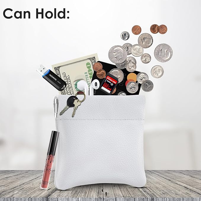 Nabob Leather Genuine Leather Squeeze Coin Purse, Coin Pouch Made IN U.S.A. Change Holder For Men/Woman Size 3.5 X 3.5