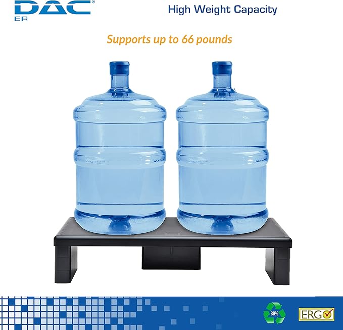 DAC STAX Ultrawide Adjustable, Stackable Desktop Computer Monitor Stand Laptop Riser, Supports up to 66 Pounds, with Keyboard Storage, Black (MP-211)
