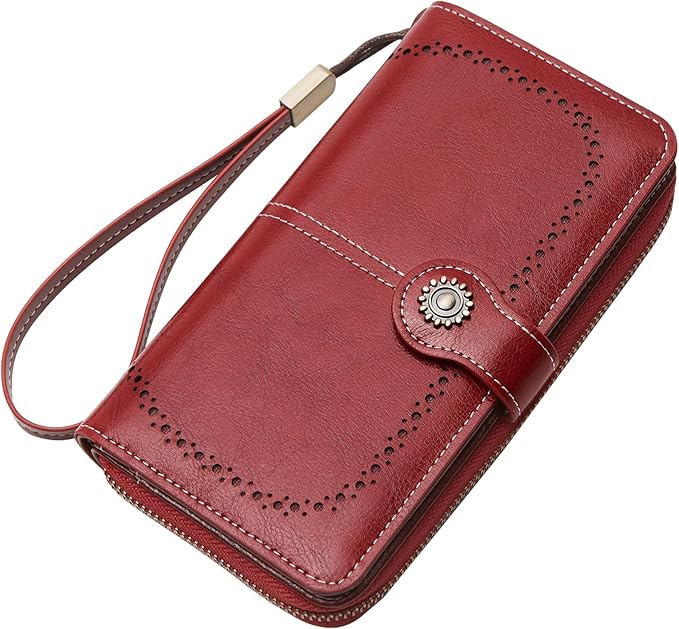 TFKGS Wallet for Women RFID Blocking Leather Large Capacity Card Holder Ladies Phone Clutch Travel Long Purse Wristlet | RFID Blocking, Leather, Large Capacity, Ladies, Travel