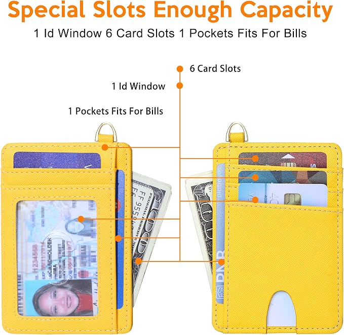 Badiya Credit Card Holder Slim Minimalist Wallet, Front Pocket Purse RFID Blocking Wallet Compact Card Case with ID Window for Women & Men