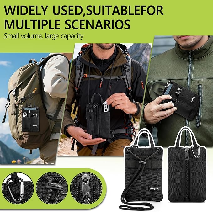 Pocket Organizer, EDC Pouch for Men, Removable Adjustable EDC Bag, Durable Compact Small Tool Pouch Holds Your Flashlight, Pocket Knife, Pen, Notebook, Multitool and EDC Gear