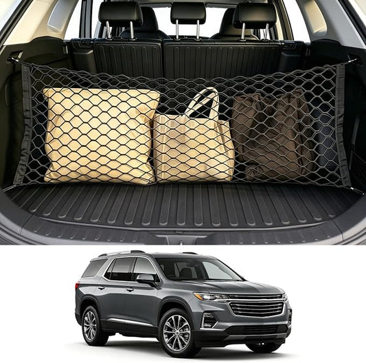 Tongama-Cargo Net for 2018-2026 Chevy Traverse/Buick Enclave/GMC Acadia, Heavy Duty Elastic Trunk Storage Net with Hooks for Chevy Traverse/Buick Enclave/GMC Acadia Car Exterior Accessories