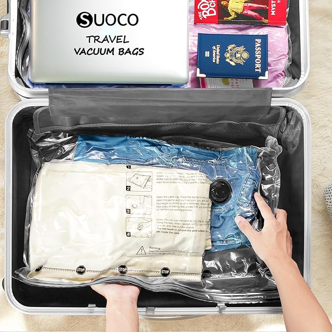 Travel Vacuum Bags for Clothing with Rechargeable Electric Pump, Compression Packing Cubes Organizer Storage for Luggage Suitcase, Space Saver Seal Bags for Vacation Cruise, 24 Combo