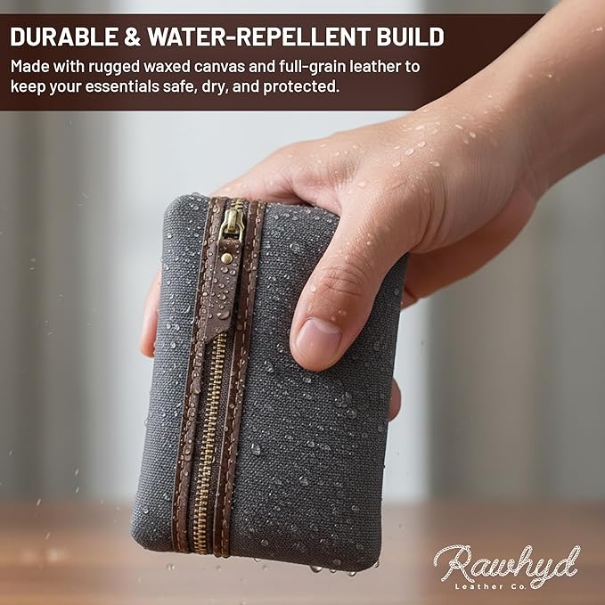 Waxed Canvas EDC Pocket Organizer for Men - Multi-Tool Back Pocket Pouch for Phone/Notebook, Pen, & EDC Gear - Water-Repellent Leather Tool Pouch, Sizes: 6” x 4” & 7” x 5”