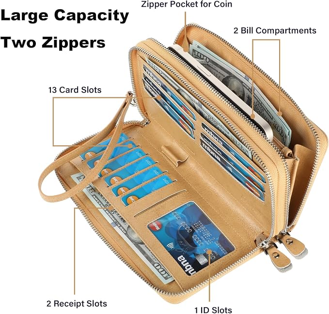 Lavemi Small Compact Women Wallet RFID Blocking Genuine Leather Bifold Purse with ID Windows