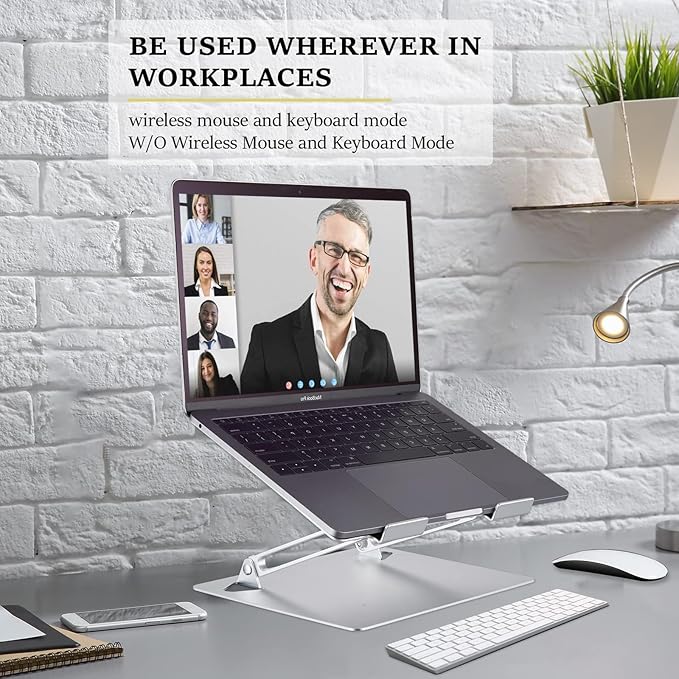 Laptop Stand for Desk, Ergonomic Aluminum Laptop Stand Adjustable Height, Foldable Laptop Riser for 10-17 Inchs Laptop(Gold)
