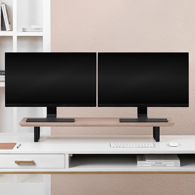 Anji Mountain Monitor Stand - Desktop Organizer & Laptop Riser, Ergonomic Monitor Riser, Space-Saving Monitor Stand for Desk, Durable Construction, Easy Assembly, Ideal for Home & Office,Biscotti