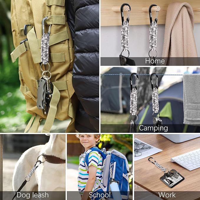 EOTW Carabiner Keychain,Paracord Keychain Small Aluminum Clip D Ring for Camping, Hiking, Fishing, Or As A Key Organizer