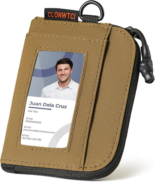 Coin Purse for Men, RFID Blocking 500D Nylon Small Wallet with Key Clip, Slim Front Pocket Card Holder, Zipper Coin Pouch & ID Window Organizer for Cards, Cash