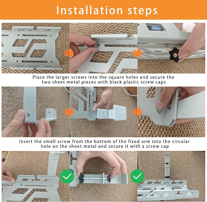 Under Desk Cable Management Tray 15.4-26 Inches Bidirectional Extendable Metal Cable Organizer with Clamp Mount, No Drill Wire Management System for Home Office & Gaming Desk(Light Gray)