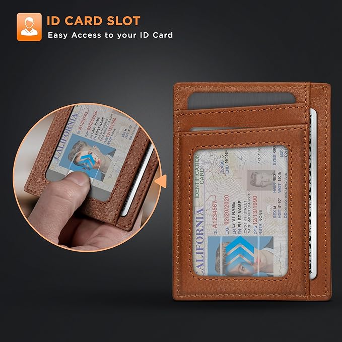 SERMAN BRANDS RFID Blocking Slim Minimalist Mens Front Pocket Wallet. Thin Card Holder. Full Grain Leather Wallets for Men