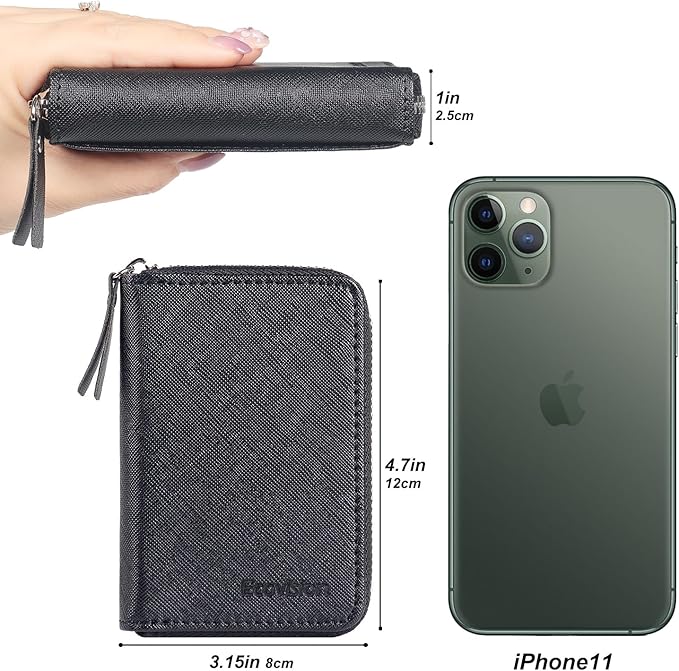 EcoVision Credit Card Holder RFID Card Case Wallet, Small Accordion Zipper Card Case Holder, Card Organizer Case for Women Men