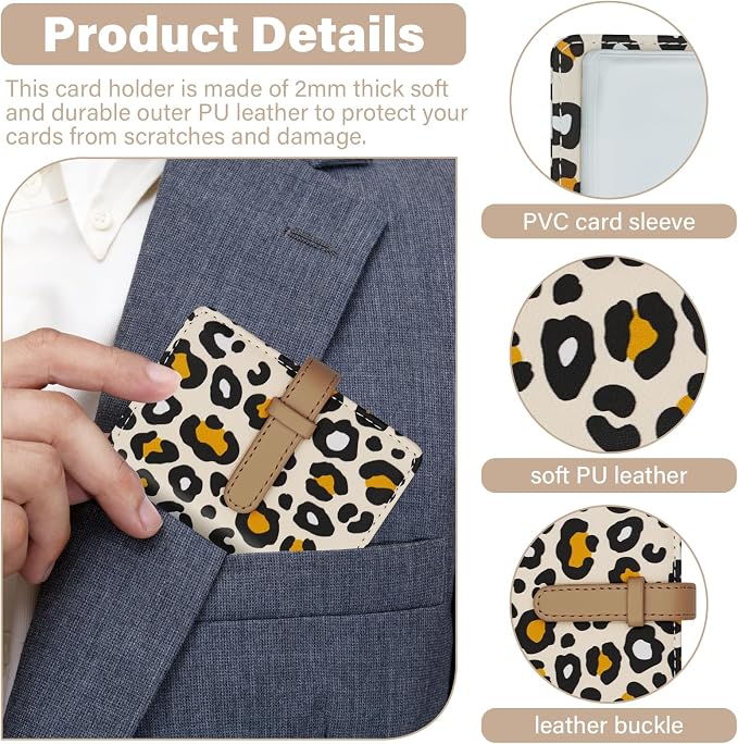 Credit Card Holder with 26 Suitable Slot, ID Card Case PU Leather Wallet for Women Men Business Organiser Pocket (Leopard)