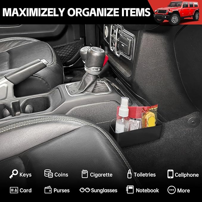 Center Console Gear Shift Organizer Fit for 2018-2025 Jeep Wrangler JL JLU 4XE/Gladiator JT Center Console Storage Tray for Wrangler&Gladiator Accessories(Shifter Organizer)