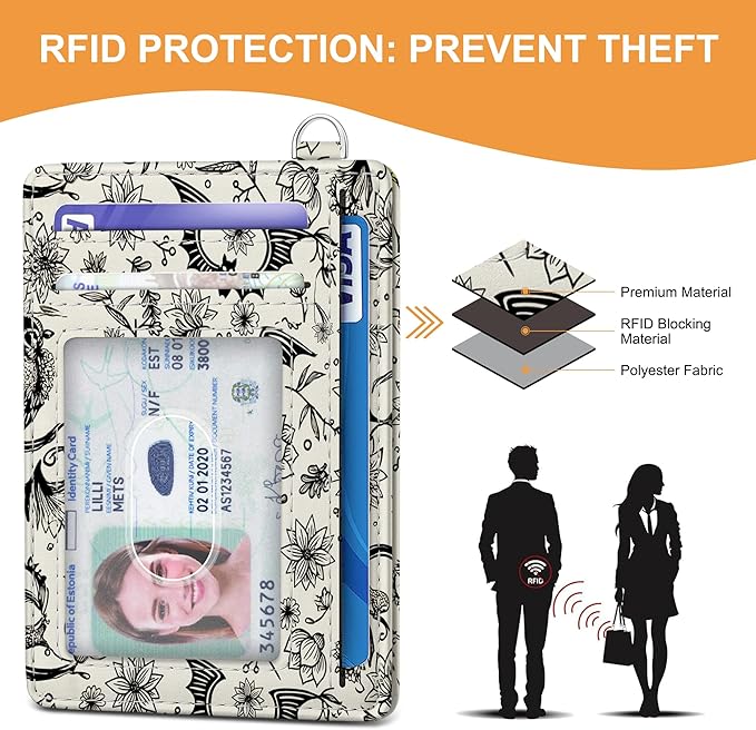 SEAVILIA Credit Card Holder for Women, Goth Bat RFID Wallet Women, Slim Minimalist Front Pocket Card Holder, Cute Thin Travel RFID Blocking Card Case, Small Wallets Woman Gifts Girls