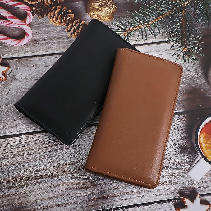 Sanlykate Leather Checkbook Cover for Men and Women, Check Book Case Card Holder with Free Divider, Standard Register Duplicate Checks with pen inserts
