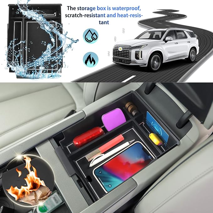 SHAOHAO for 2024 2025 Hyundai Palisade Center Console Organizer Tray for 2023 2024 2025 Hyundai Palisade Accessories SE SEL XRT Limited Calligraphy Armrest Storage Box Insert Tray Palisade 2024 2025