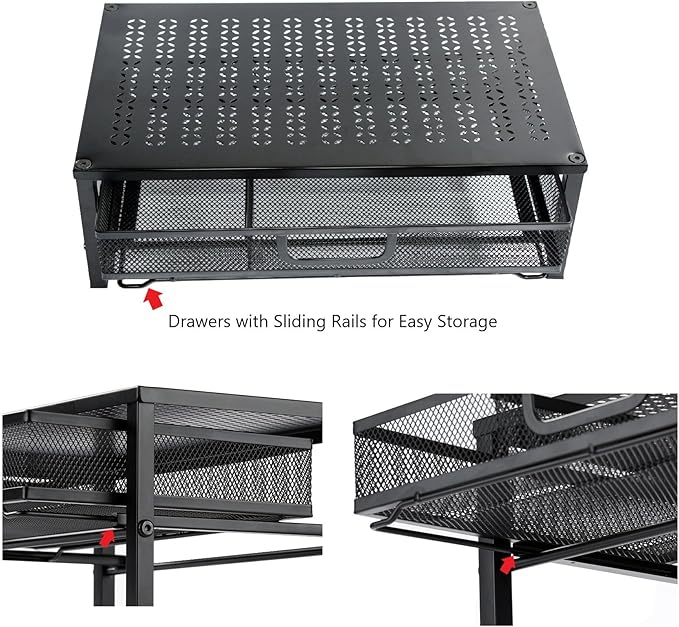 Metal Computer Stand for Desk,Monitor Riser with Drawer ,Desktop Stand for Laptop,Printer and Monitor,Black