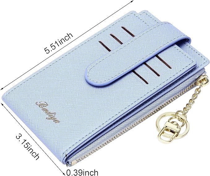 Badiya Slim Women Wallet RFID Blocking Bifold Compact 9 Card Slots Holder Wallets Soft Leather with Zipper Coin Pocket 2 ID Window
