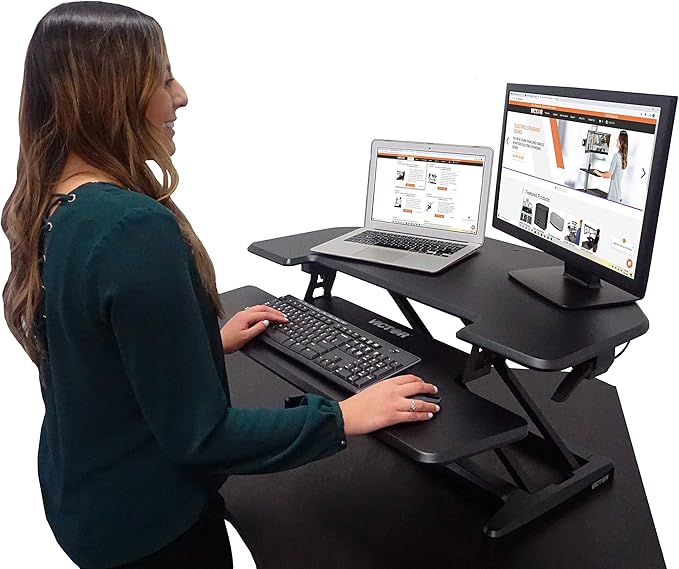 Square D Victor Technology DCX650 Adjustable Corner Standing Desk,36" W, Black