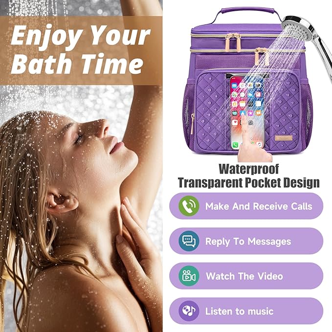 Tealari Large Toiletry Bag for Women Men,Bathroom Bag,Water Resistant Shower Bag,Makeup Bag,Portable Shower Caddy for College Dorm,Hanging Travel Toiletry Bag with Transparent Waterproof Phone Pocket