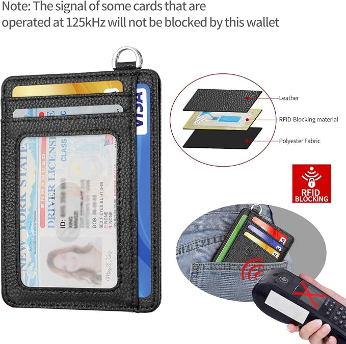 EcoVision Slim Minimalist Front Pocket Wallet, RFID Blocking Credit Card Holder Wallet with Detachable D-Shackle for Men Women