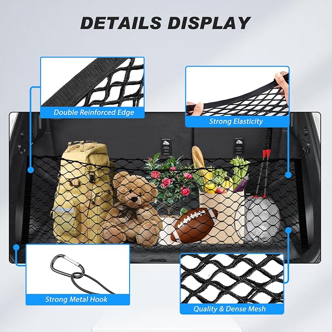 Karltys Cargo Net for Nissan Murano 2025-2026 Trunk Net | Envelope Style Elastic Mesh Net | Heavy Duty Metal Hooks | Nissan Murano Accessories