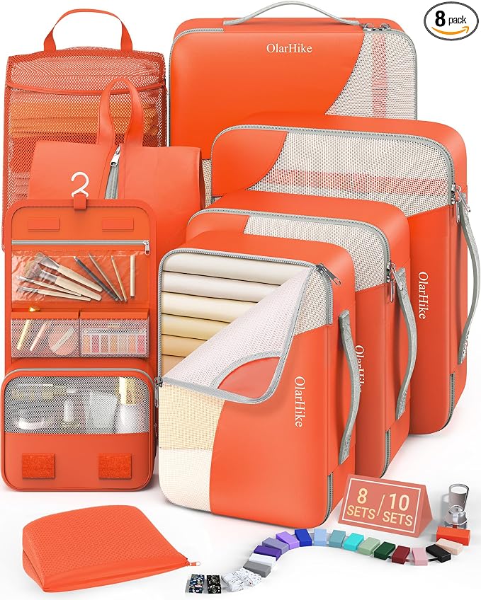 8 Set Packing Cubes for Travel, Gifts for Women Mom,Anti-Tearing Suitcase Organizer,OlarHike Vacation Essentials & Accessories for Cruise Ship