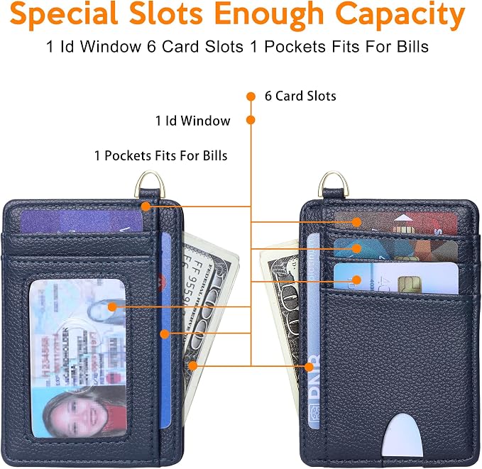 Badiya Credit Card Holder Slim Minimalist Wallet, Front Pocket Purse RFID Blocking Wallet Compact Card Case with ID Window for Women & Men