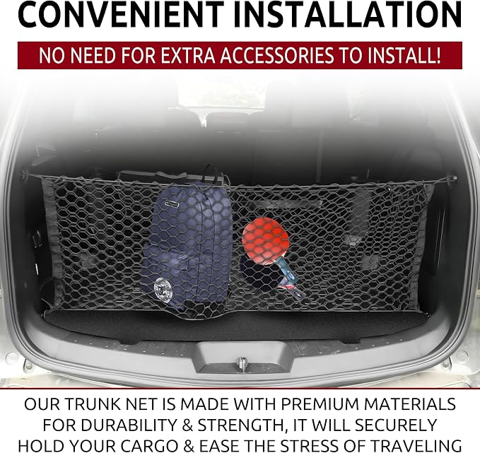 Envelope Style Automotive Elastic Trunk Mesh Cargo Net for Ford Explorer Base Sport XLT 2011-2025 - Premium Trunk Organizer and Storage - Luggage Net for SUV - Best Car Organizer for Ford Explorer