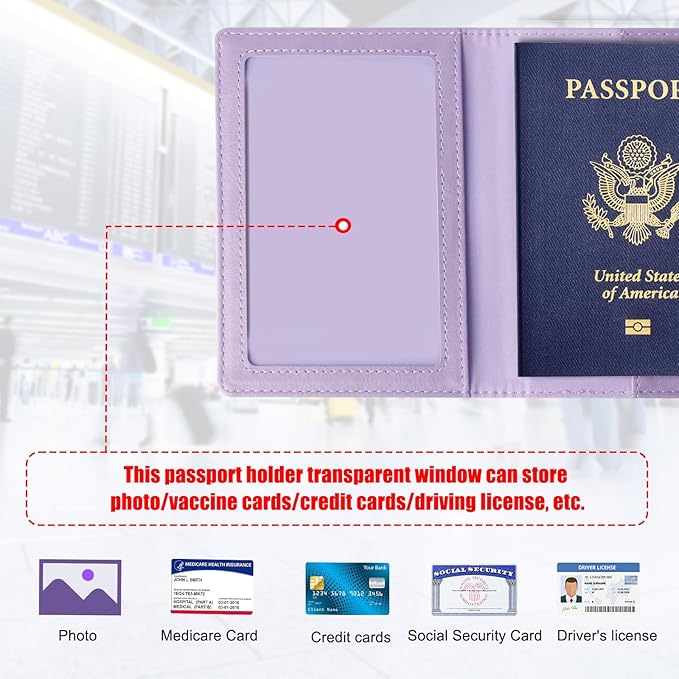 TIGARI Passport Holder for Travel Women Men, Valentines Day Gifts PU Leather Wallet Cover Case Sleeve, Waterproof Protected Document Organizer, Vacation Plane Cruise Travel Essentials