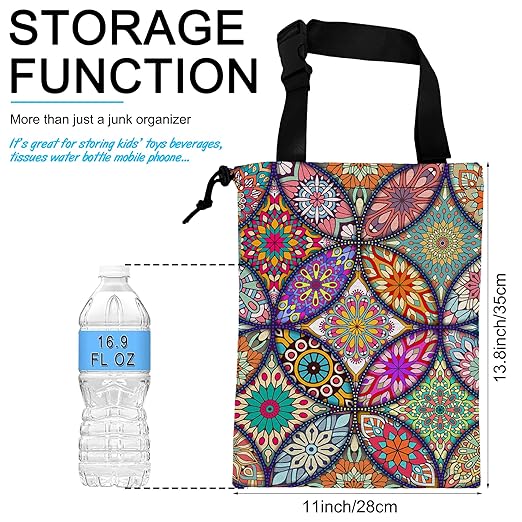 Car Trash Bag Hanging Mandala Flower Car Trash Can Waterproof Garbage Bag Hanging for Car Back Seat