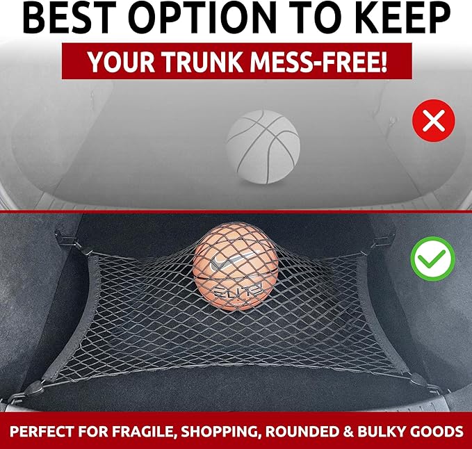 Floor Style Automotive Elastic Trunk Mesh Cargo Net for Mazda CX-30 2020-2025 - Premium Trunk Organizers and Storage - Luggage Net for Crossover - Best Car Organizer for Mazda CX30