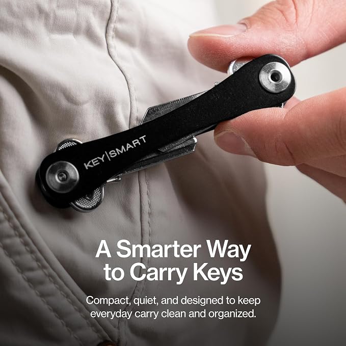 KeySmart Original Key Holder - Compact Key Organizer for Key Chain, Minimalist Clutter-Free EDC Keychains Key Ring, Black, 8 Keys, 2 Pack