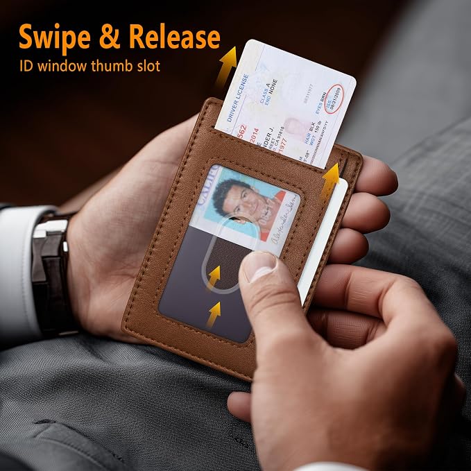 Travelambo Slim Minimalist Wallet for Men, RFID Blocking Credit Card Holder, Front Pocket ID Card Case, Gifts for Men, Husband, Boyfriend, Teenage
