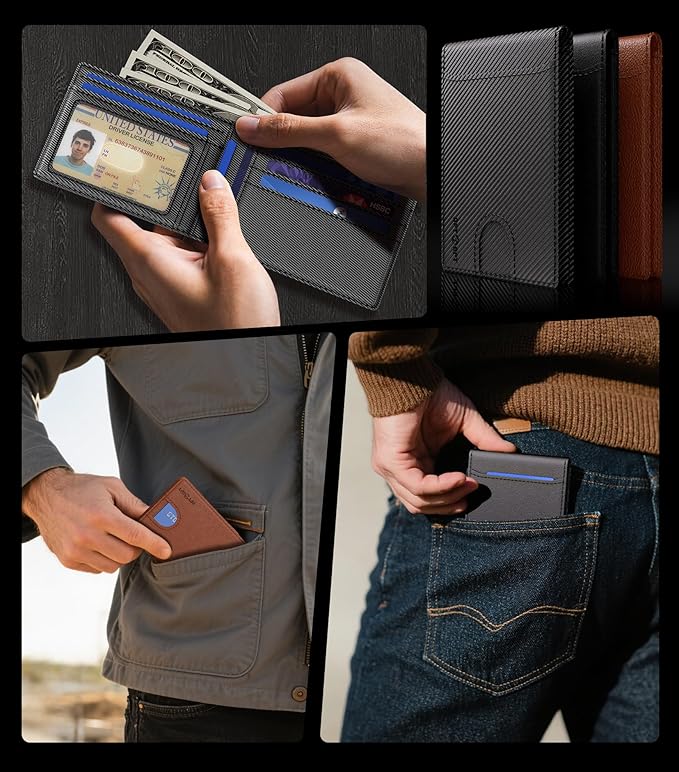 Men's Wallet with Tracker, (RFID Blocking) Slim Bifold Front Pocket Wallets for Men with Find My for Travel, Gym, Daily Use with Gift Box, Black