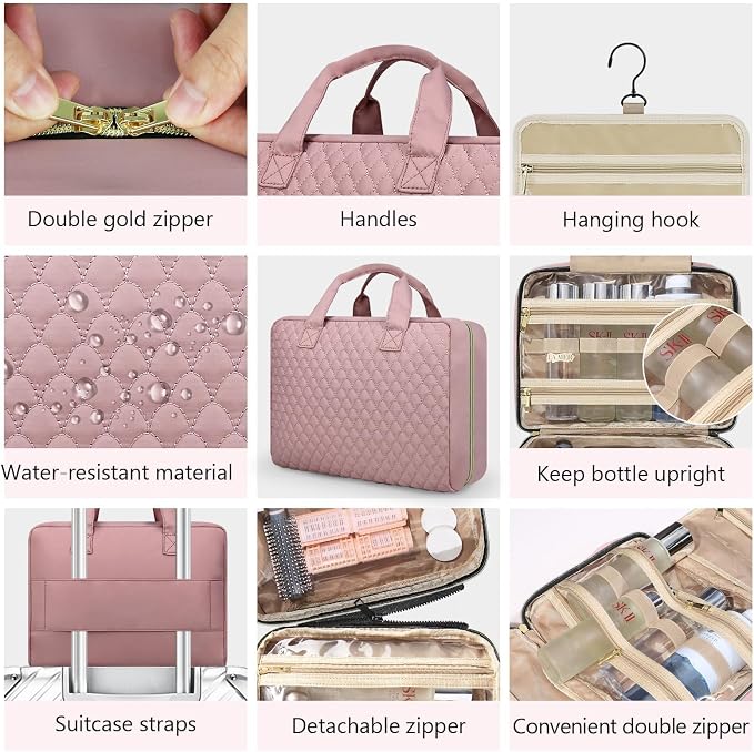 Detachable Travel Toiletry Bag for Women - Large Toiletry Bags for Traveling Women - Hanging Makeup Cosmetic Bag, Organizer for Travel Accessories Cruise Essential - Travel Size Toiletries
