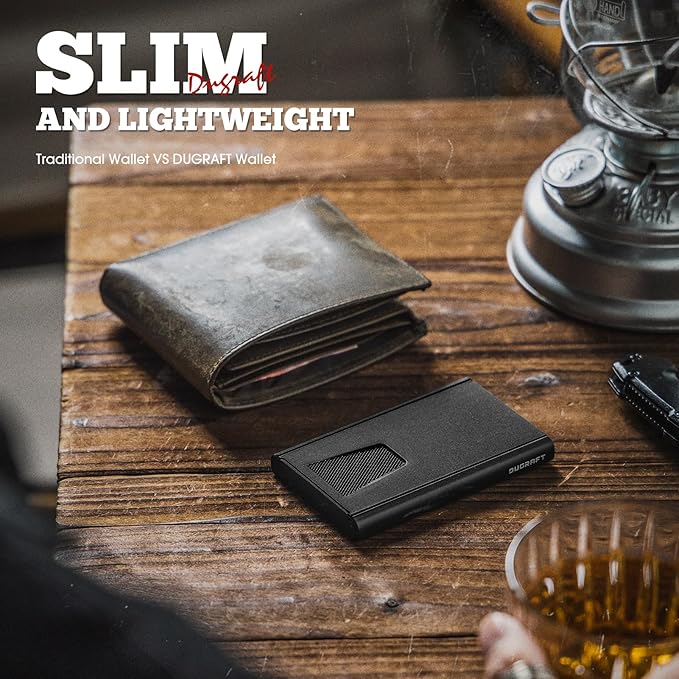 DUGRAFT Card Wallet for Men, Minimalist Credit Card Holder, Small Thin Mens Slim Wallet RFID, Metal Pop Up RFID Blocking Compact Wallet for Men