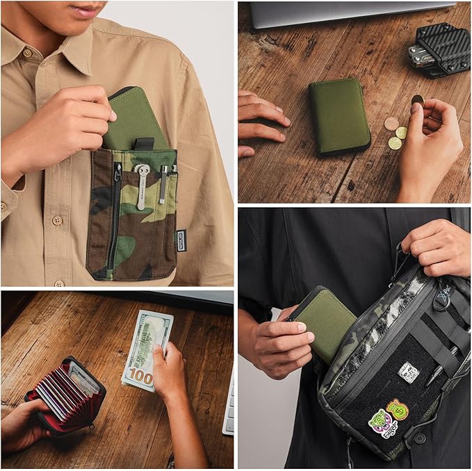 TACTICAL_GEEK PC1 EDC Durable 11-Slot Nylon Card Holder for Credit Cards, Lightweight Zippered Minimalist Wallet for Men and Women, Ideal for Work Travel, with Coin Pouch, Ultra-light and Waterproof,